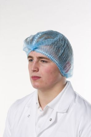 Reldeen White Disposable Hair Cap For Food Industry Use, 52 Cm, Mob Cap Type, Non-Metal Detectable
