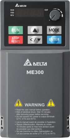 Delta Electronics Inverter Drive, 0.2 KW, 1 Phase, 230 V, 1.6 A, VFD-ME Series