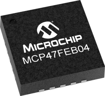 Microchip 8 Bit DAC MCP47FEB04-E/MQ, Quad QFN, 20-Pin, Interface Seriell (I2C)