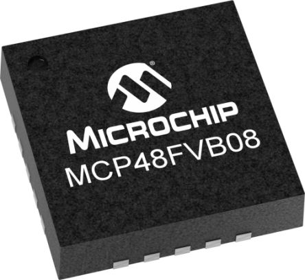 Microchip Convertidor Digital A Analógico MCP48FVB08-E/MQ, 8 Bits 4.5LSB Octal QFN, 20 Pines, Serie (SPI)