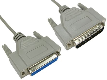 RS PRO Male 25 Pin D-sub to Female 25 Pin D-sub Serial Cable, 5m