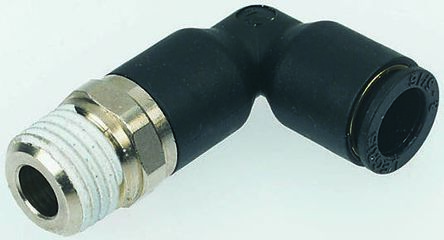 Legris LF3000 Series Elbow Threaded Adaptor, R 1/4 Male To Push In 10 Mm, Threaded-to-Tube Connection Style