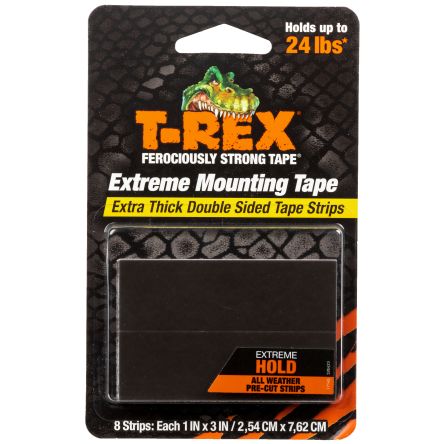 T-REX Ruban Mousse Adhésif Caoutchouc 286252 Mounting Tapes, Noir, 76.2mm X 25.4mm X 0.42pouce