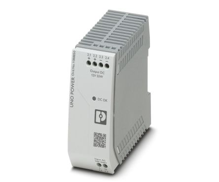 Phoenix Contact UNO POWER Switched Mode DIN Rail Power Supply, 85 → 264V ac ac Input, 12V dc dc Output, 4.6A
