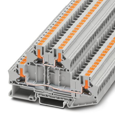 Phoenix Contact 1088737 PTTBV Series Grey, 4mm², Double-Level, Push In Termination