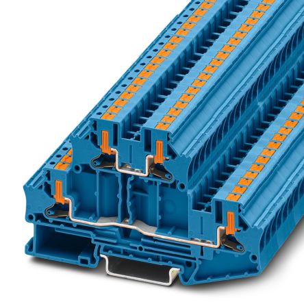Phoenix Contact 1088738 PTTBV Series Blue, 4mm², Double-Level, Push In Termination