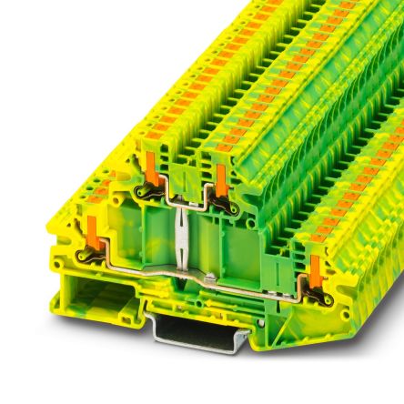 Phoenix Contact 1088774 PTTBV Series Green/Yellow, 4mm², Double-Level, Push In Termination