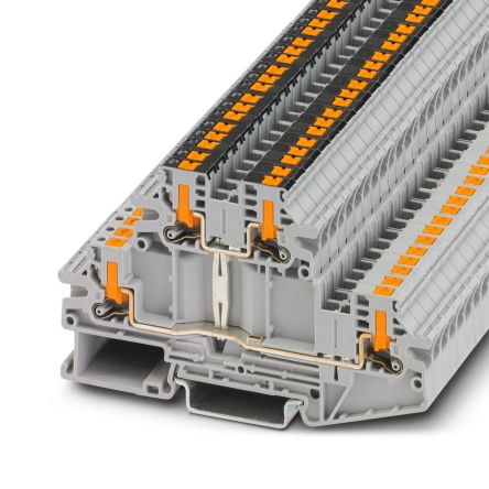 Phoenix Contact 1088939 PTTBV Series Grey, 4mm², Double-Level, Push In Termination