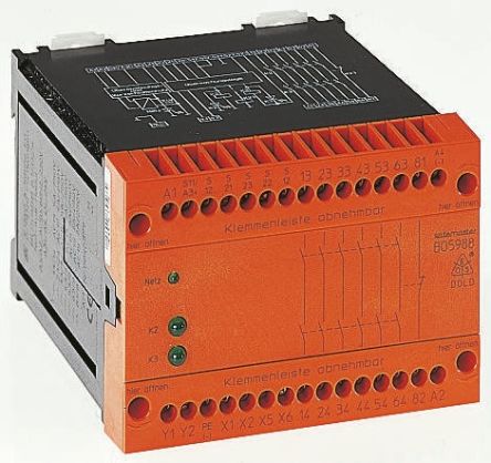 Dold BO 5988 Modul, 24 V Dc, 230V Ac, 2-Kanal, 1 Hilfsschalter, 3 ISO 13849-1, Selbstüberwachung 3 SIL IEC 61508
