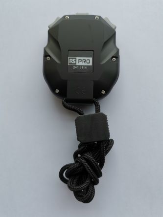 RS PRO Digital Stoppuhr, Taschenstoppuhr, Max. 23h 59min 59s, 1/100s, Batteriebetrieben,, Schwarz, 77mm