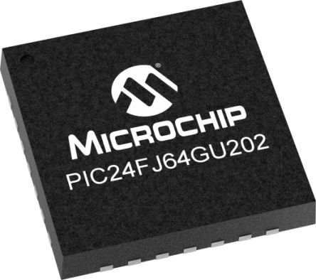 Microchip Microcontrolador MCU PIC24FJ64GU202-I/ML, Núcleo PIC De 16bit, 32MHZ, QFN De 28 Pines