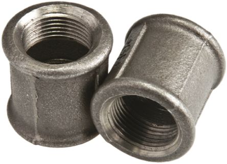 Georg Fischer Black Oxide Malleable Iron Fitting Socket, Female BSPP 1in To Female BSPP 1in
