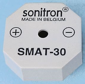 Sonitron Piezo Buzzer Dauerton, 94dB, Durchsteckmontage, 0V Ac→30V Ac, Extern, 30 X 30 X 10.5mm