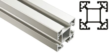 FlexLink Perfil De Aluminio Plateado, Perfil De 44 X 44 Mm X 3000mm De Longitud
