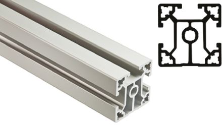 FlexLink Perfil De Aluminio Plateado, Perfil De 44 X 44 Mm X 1000mm De Longitud
