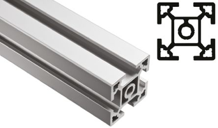 FlexLink Perfil De Aluminio Plateado, Perfil De 44 X 44 Mm X 1000mm De Longitud