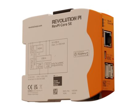 Revolution PI Ordenador Industrial RevPi Core SE, Con 16 GB (Flash) / 1 GB (RAM), OS Linux, +12 V → +24 V