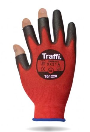 Traffi Schneidfeste Handschuhe, Größe 6, XS, Schneidfest, Polyethylen Rot