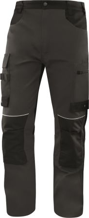 Delta Plus Pantalones De Trabajo EN ISO 13688:2013, EN 14404:2004+A1 Para Unisex, Cintura 90 → 98cm, Pierna 83cm, Negro, Gris
