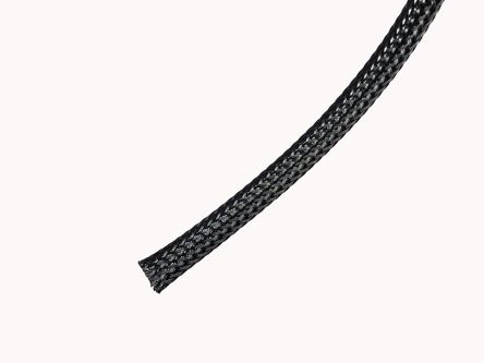 RS PRO Expandable Braided PET Black Cable Sleeve, 20mm Diameter, 5m Length