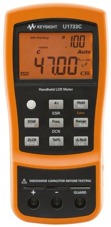 Keysight Technologies U1733C LCR-Messgerät 20mF 200 MΩ 2000H, DKD/DAkkS-kalibriert Batterie 9 V, Handgerät, 100kHz LCD