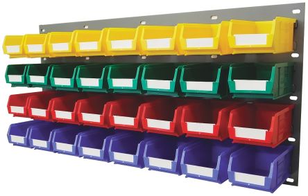 RS PRO Aufbewahrungseinheit Mit Geschlitzten Platten Blau, Grün, Rot, Gelb Polypropylen, 438mm X 914mm