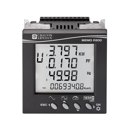 Chauvin Arnoux Energy MEMO P200 Leistungsüberwachungsgerät LCD Mit Hintergrundbeleuchtung 90mm X 65mm, 4-stellig /