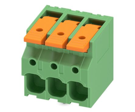 Phoenix Contact 5-ZB, LPT 6/ 3-7 Series PCB Terminal Block, 3-Contact, 7.5mm Pitch, PCB Mount, 1-Row, PCB Termination