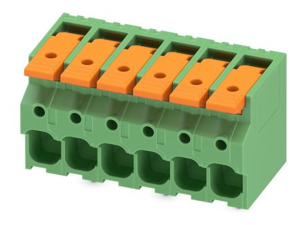 Phoenix Contact 5-ZB, LPT 6/ 6-7 Series PCB Terminal Block, 6-Contact, 7.5mm Pitch, PCB Mount, 1-Row, PCB Termination
