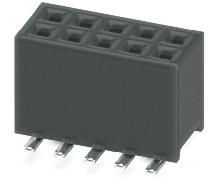 Phoenix Contact 27D/ 10-SV- 490-1-BR, FQ 1 Series Surface Mount Socket Strip, 2-Row, 1.27mm Pitch, SMD Termination