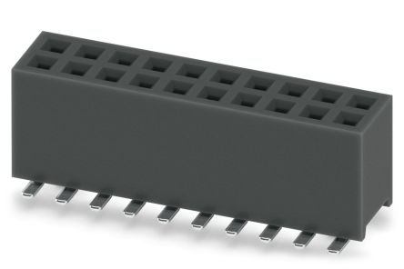 Phoenix Contact 27D/ 20-SV- 490-1-BR, FQ 1 Series Surface Mount Socket Strip, 2-Row, 1.27mm Pitch, SMD Termination