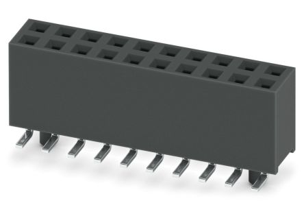 Phoenix Contact 54D/ 20-SV-1020-1-BT, FQ 2 Series Surface Mount Socket Strip, 2-Row, 2.54mm Pitch, SMD Termination
