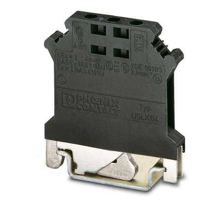 Phoenix Contact 2798789 USLKG 4 BK/BK Series Black, 4mm², Single-Level, Screw Termination