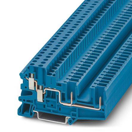 Phoenix Contact 3060306 UT 4-QUATTRO/ 2P BU Series Blue, 4mm², 1-Level, Plug In, Screw Termination