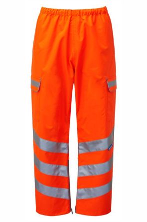 PULSAR Pantalon Haute Visibilité PR503, Taille 33 To 36pouce, Orange, Respirant, Imperméable