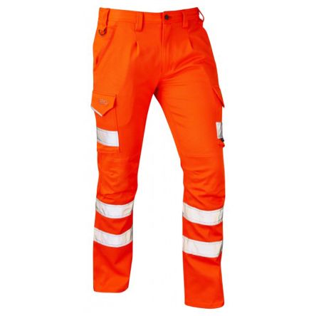 Leo Workwear CT04O Warnschutzhose, Orange, Größe 32Zoll X 74cm