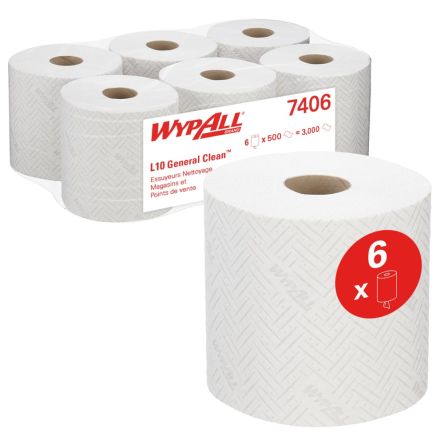 WYPALL Rolled White Paper Towel, 500 Sheets