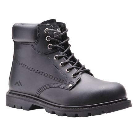 Portwest FW16 Herren Sicherheitsstiefel Schwarz, Mit Edelstahl-Schutzkappe EN20345 SBP, Größe 43 / UK 9