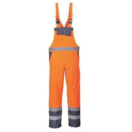 Portwest Warnschutz-Overalls, 2XL, Wiederverwendbar, Latzhose, Orange, Atmungsaktiv, Hi-Vis, Wasserdicht