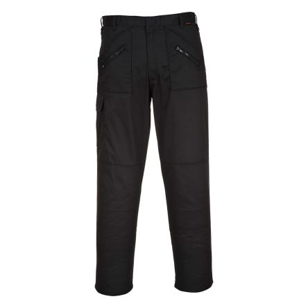 Portwest Pantalón, Pierna 33plg, Negro, Cómodo, Flexible, 35 % Algodón, 65 % Poliéster S887 32plg 80cm