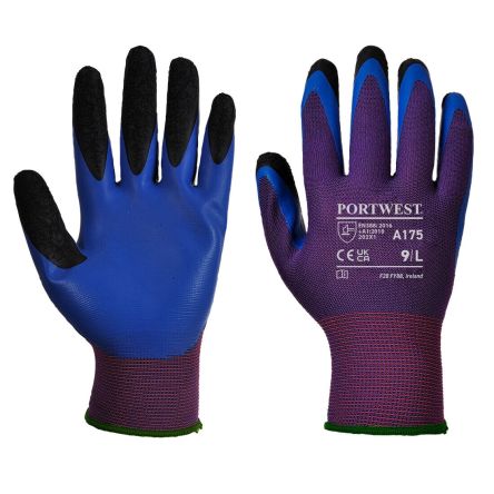 Portwest Purple Latex Extra Grip Gloves, Size 10, Latex Coating