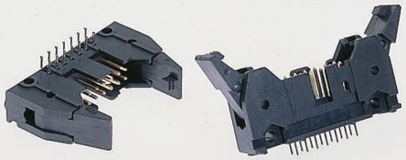 TE Connectivity AMP-LATCH Series Right Angle Through Hole PCB Header, 34 Contact(s), 2.54mm Pitch, 2 Row(s), Shrouded