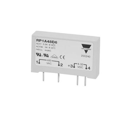 Carlo Gavazzi RP1 Series Solid State Relay, 6 A Load, PCB Mount, 230 V ac Load, 32 Vdc Control