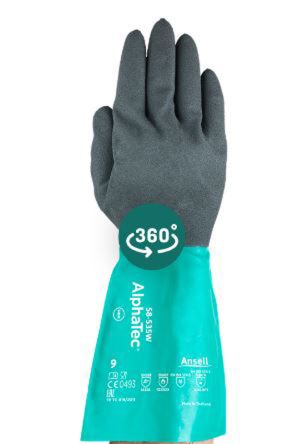 Ansell AlphaTec 58-535W Arbeitshandschuhe, Größe 10, Abrasion Resistant, Chemical Resistant, Nylon Grau