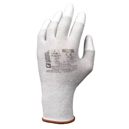 Coverguard EUROLITE EST80 White Polyester Chemical Resistant, Electrical Work Gloves, Size 7, Polyurethane Coating