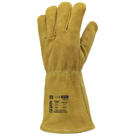 Coverguard EUROWELD 300 Gold Leather Chemical Resistant, Electrical Gloves, Size 9, Leather Coating