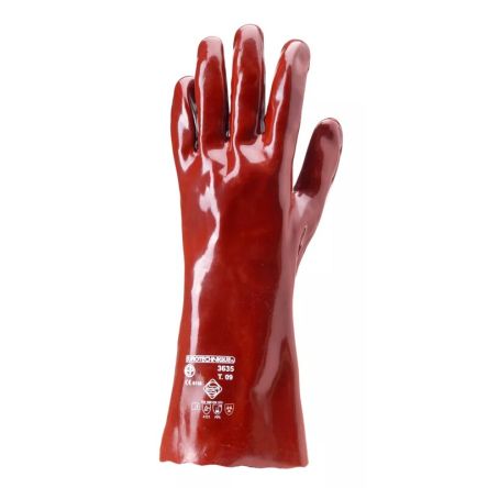 Coverguard EUROCHEM 3636 Red Cotton Abrasion Resistant, Chemical Resistant Work Gloves, Size 10, PVC Coating