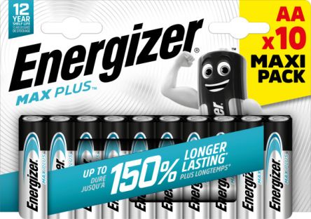 Energizer MAX PLUS Alkaline, Zinc Manganese Dioxide AA Batteries 1.5V