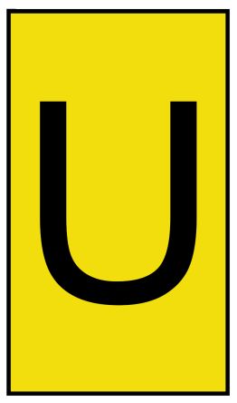 HellermannTyton Ovalgrip Kabel-Markierer, Aufsteckbar, Beschriftung: U, Schwarz Auf Gelb, Ø 1.7mm - 3.6mm, 5mm X