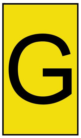 HellermannTyton Ovalgrip Slide On Cable Markers, Black On Yellow, Pre-printed G, 2.5 → 6mm Cable